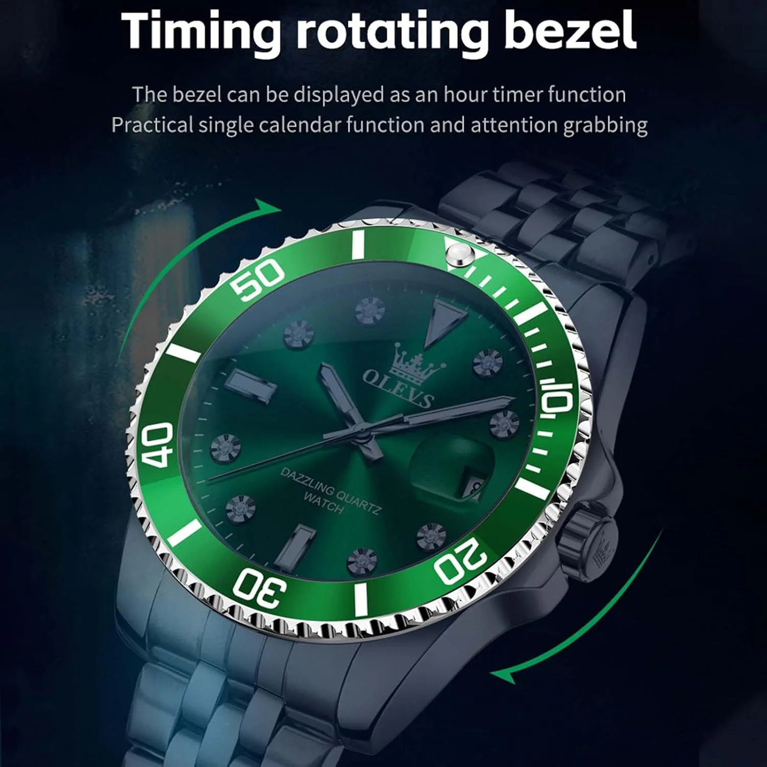Watches for Men with Stainless Steel Dress Date Waterproof Luminous Wrist Watches OLEVS Mens Watches Luxury singular elegant encounter familiarity ironic Business Analog Quartz 