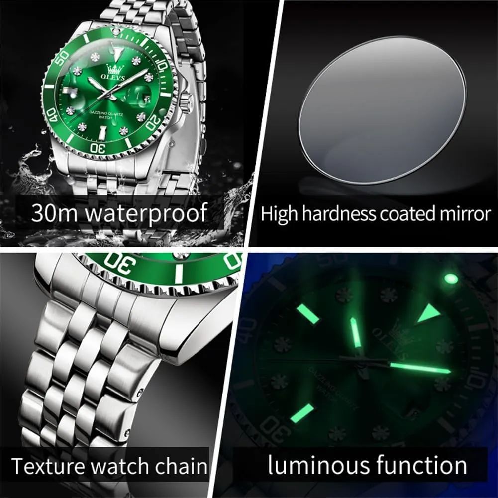Watches for Men with Stainless Steel Dress Date Waterproof Luminous Wrist Watches OLEVS Mens Watches Luxury singular elegant encounter familiarity ironic Business Analog Quartz 