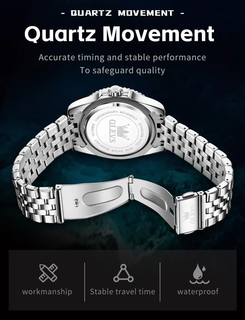 Watches for Men with Stainless Steel Dress Date Waterproof Luminous Wrist Watches OLEVS Mens Watches Luxury singular elegant encounter familiarity ironic Business Analog Quartz 