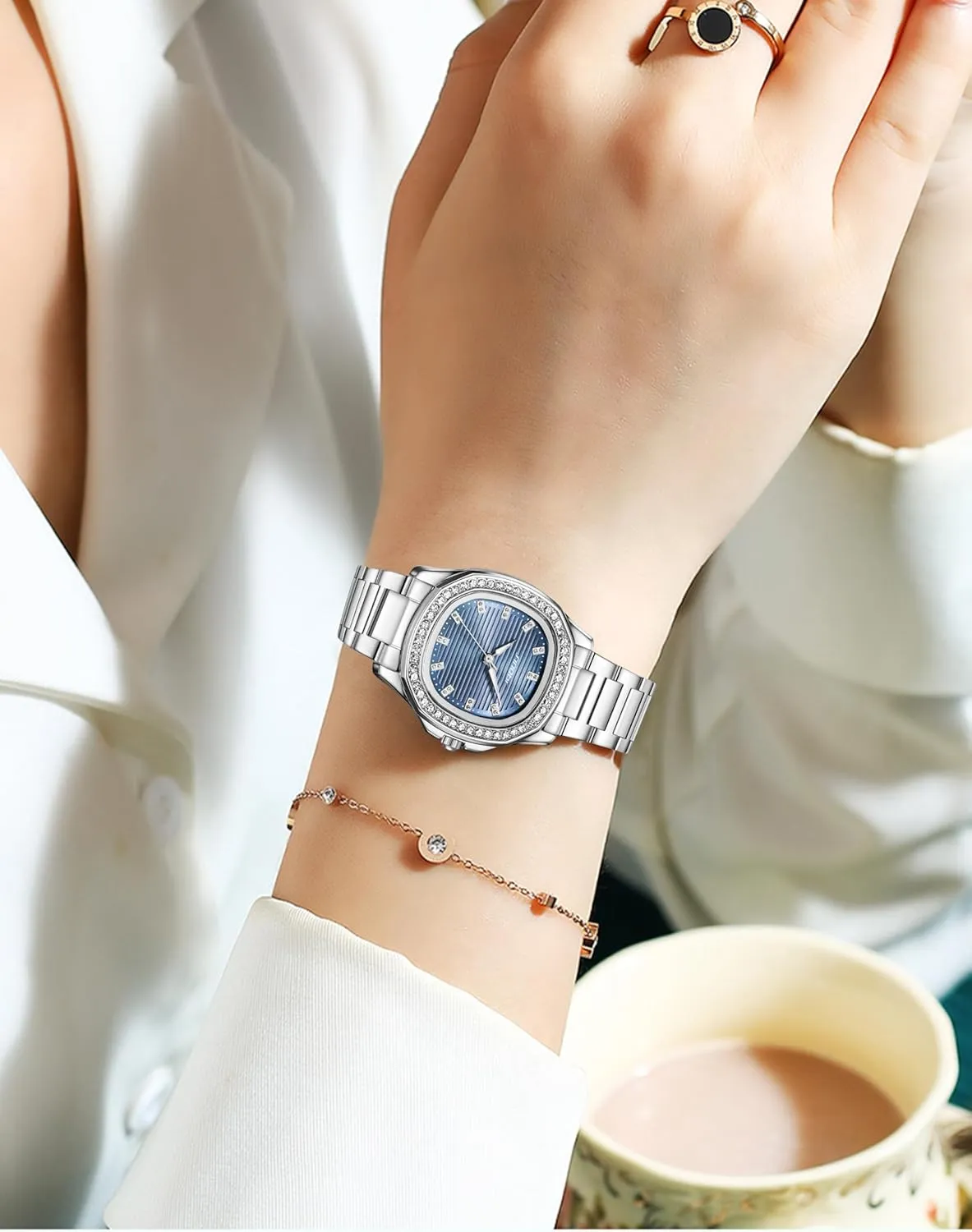 Watches for Women Stainless Steel opportunistic indiscernible superior arouse fill Waterproof Luminous Analog Quartz Women??s Ladies Dress Wrist Watches Gosasa Luxury Diamond 