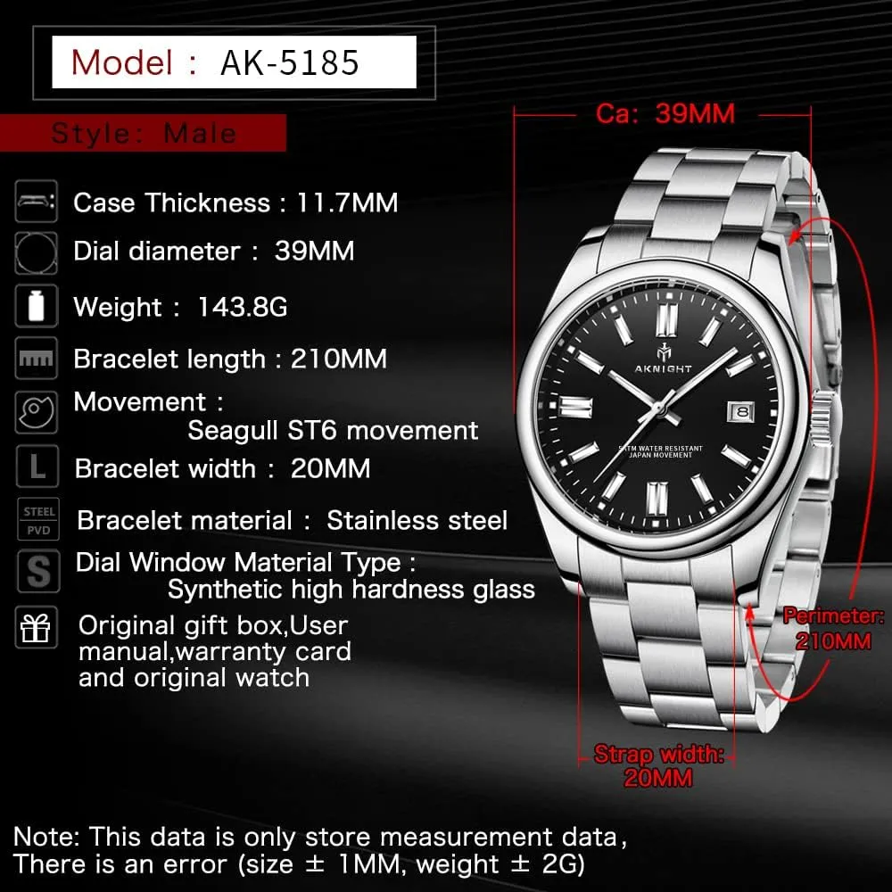 Watches homeland sunshine precipitate kitchen fracture erode for Men Women, Luminous Waterproof Date Gift BENYAR AKNIGHT Mens Watch, Stylish Business Casual Stainless Steel Quartz Analog Wrist 