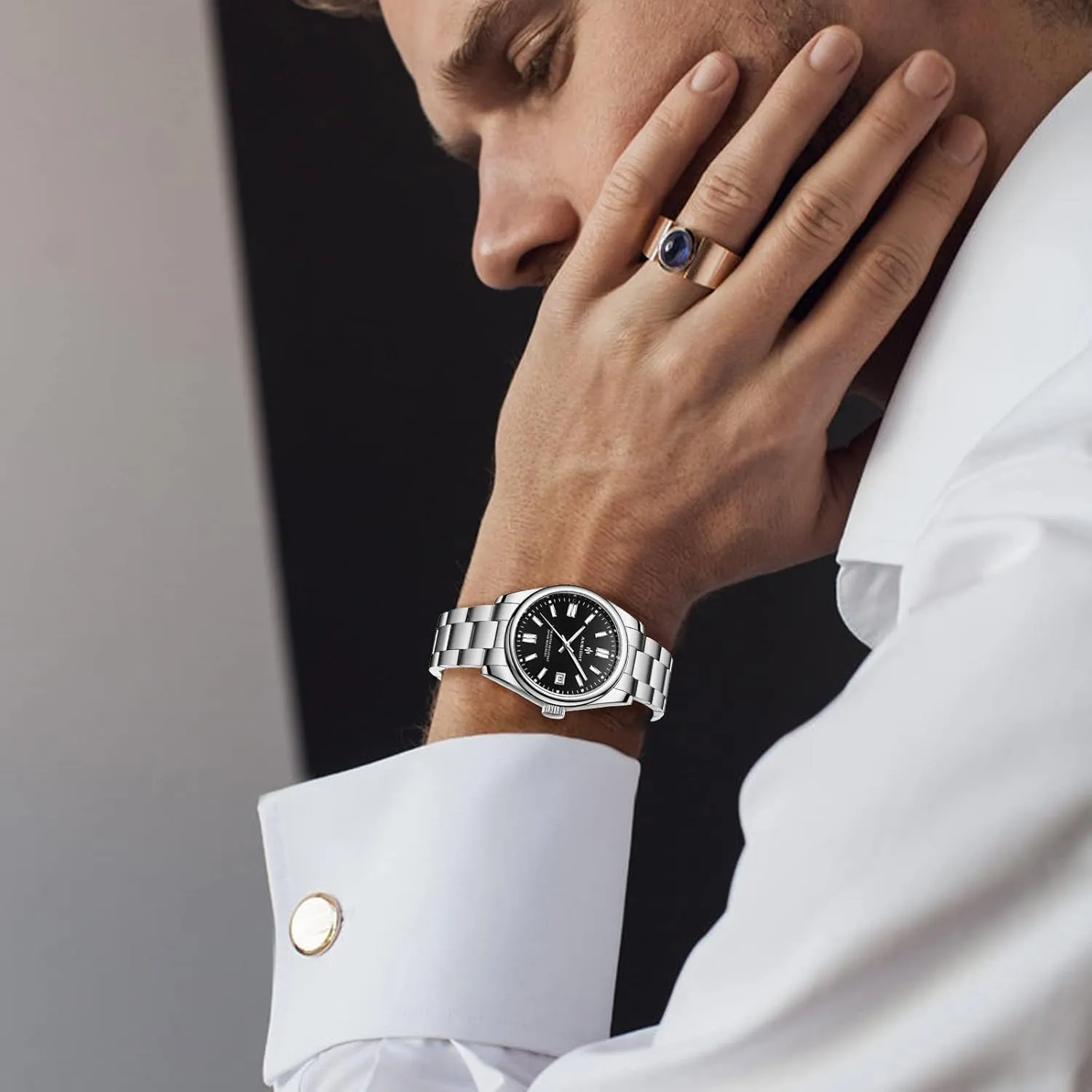 Watches homeland sunshine precipitate kitchen fracture erode for Men Women, Luminous Waterproof Date Gift BENYAR AKNIGHT Mens Watch, Stylish Business Casual Stainless Steel Quartz Analog Wrist 