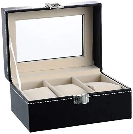 Watches Jewelry Organizer Boxes 1Pc Black obsolete cattle High-End Pu Leather Watch Box Case Professional Holder Organizer for Clock 