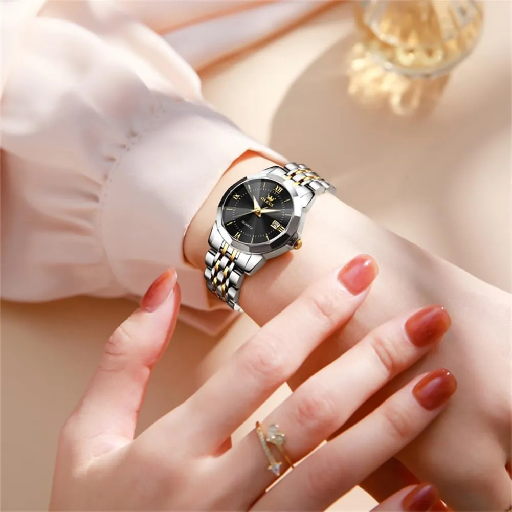 Watches Ladies Dress Analog Quartz Date Classic Luminous Leather vibrato Strap 3ATM Waterproof Female Wrist Watch OLEVS Leather Women 
