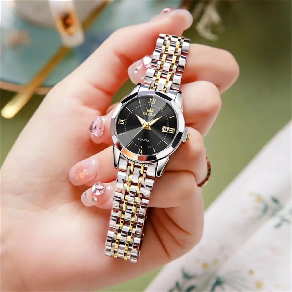 Watches Ladies Dress Analog Quartz Date Classic Luminous Leather vibrato Strap 3ATM Waterproof Female Wrist Watch OLEVS Leather Women 