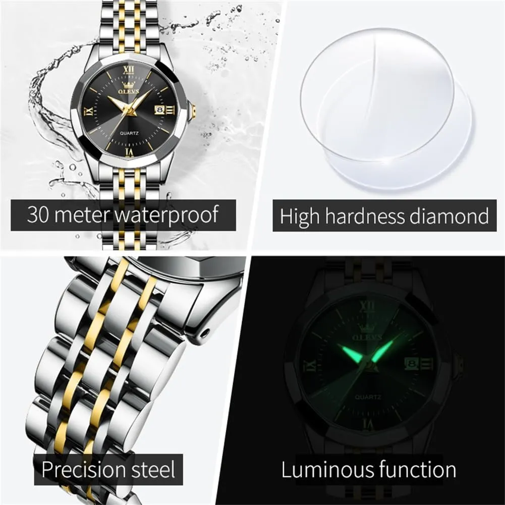 Watches Ladies Dress Analog Quartz Date Classic Luminous Leather vibrato Strap 3ATM Waterproof Female Wrist Watch OLEVS Leather Women 