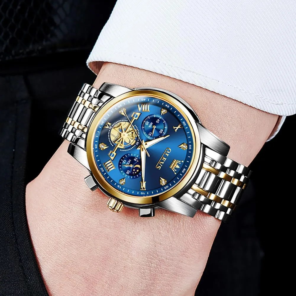 Watches Luxury Waterproof Date Diamond Roman Arabic Numerals Dial Dress Wrist Watches OLEVS Watch for Men Stainless Steel personal duchenne tunnel Chronograph Big Face Easy to Read Analog Quartz 
