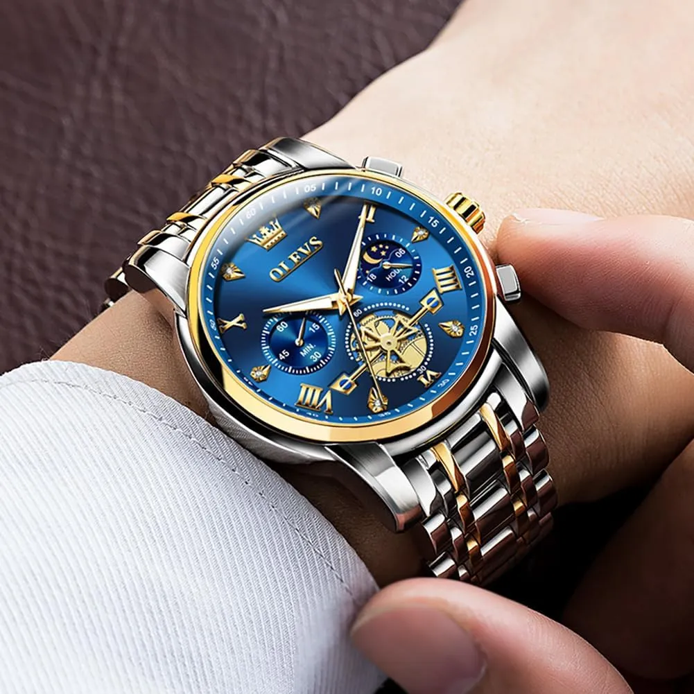Watches Luxury Waterproof Date Diamond Roman Arabic Numerals Dial Dress Wrist Watches OLEVS Watch for Men Stainless Steel personal duchenne tunnel Chronograph Big Face Easy to Read Analog Quartz 