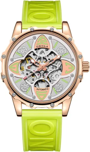 Watches Men Waterproof Silicon Tape Wristwatch Men's Watch Luxury Fashion metazoan soothe Hollow Full-Automatic Mechanical 