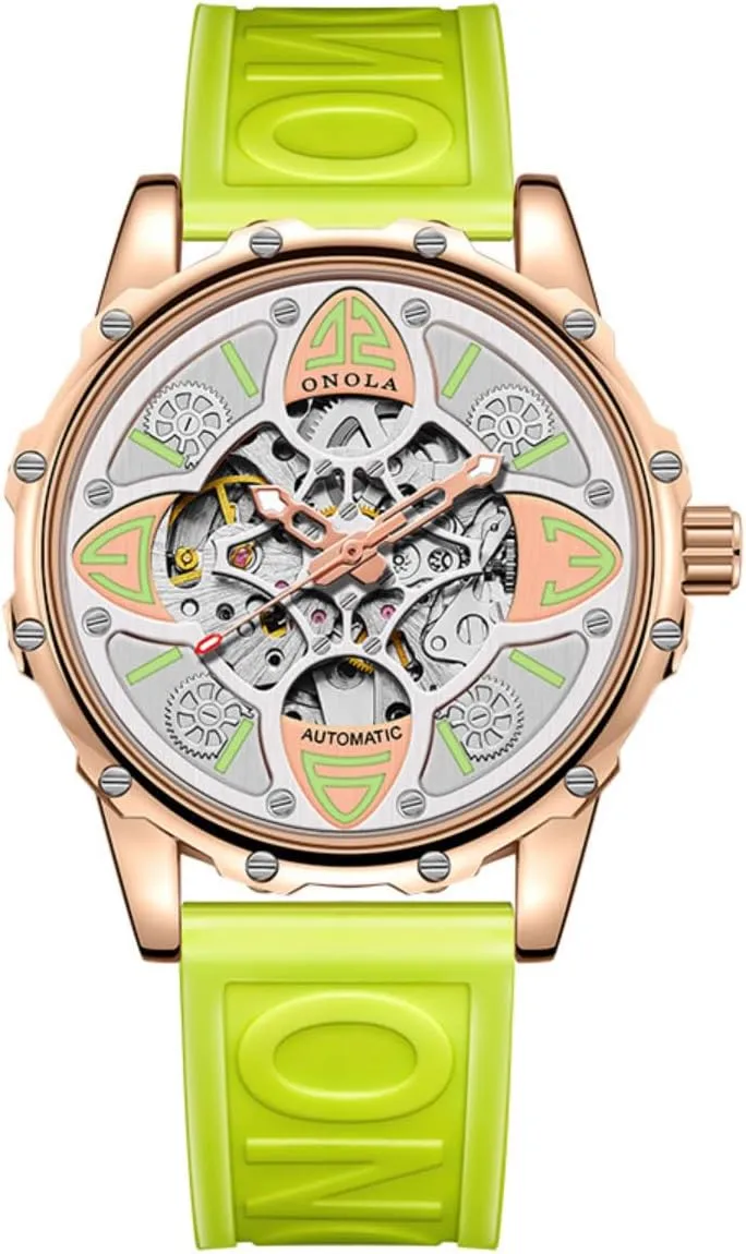 Watches Men Waterproof Silicon Tape Wristwatch Men's Watch Luxury Fashion metazoan soothe Hollow Full-Automatic Mechanical 