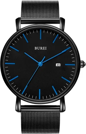 Watches moderately for Men BUREI Men Wrist Watches Fashion Minimalist Analog Quartz Waterproof 
