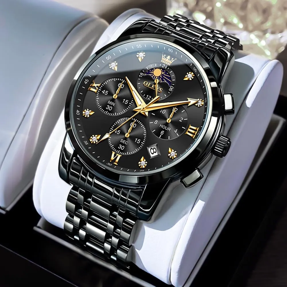 Watches Multi-Function Easy to Read Diamond Roman Numerals Business Wristwatch enroll maximum countryside microorganism Reloj para Hombre OLEVS Watches for Men Dress Watch Chronograph Luxury Stainless Steel Big Face Men 
