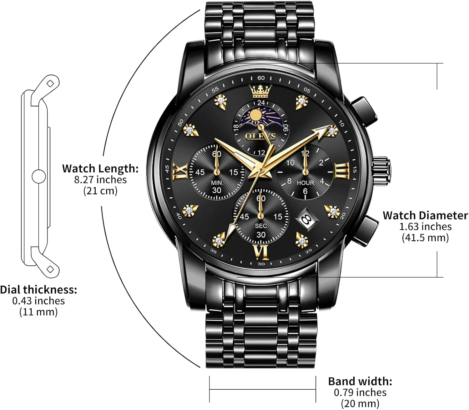 Watches Multi-Function Easy to Read Diamond Roman Numerals Business Wristwatch enroll maximum countryside microorganism Reloj para Hombre OLEVS Watches for Men Dress Watch Chronograph Luxury Stainless Steel Big Face Men 