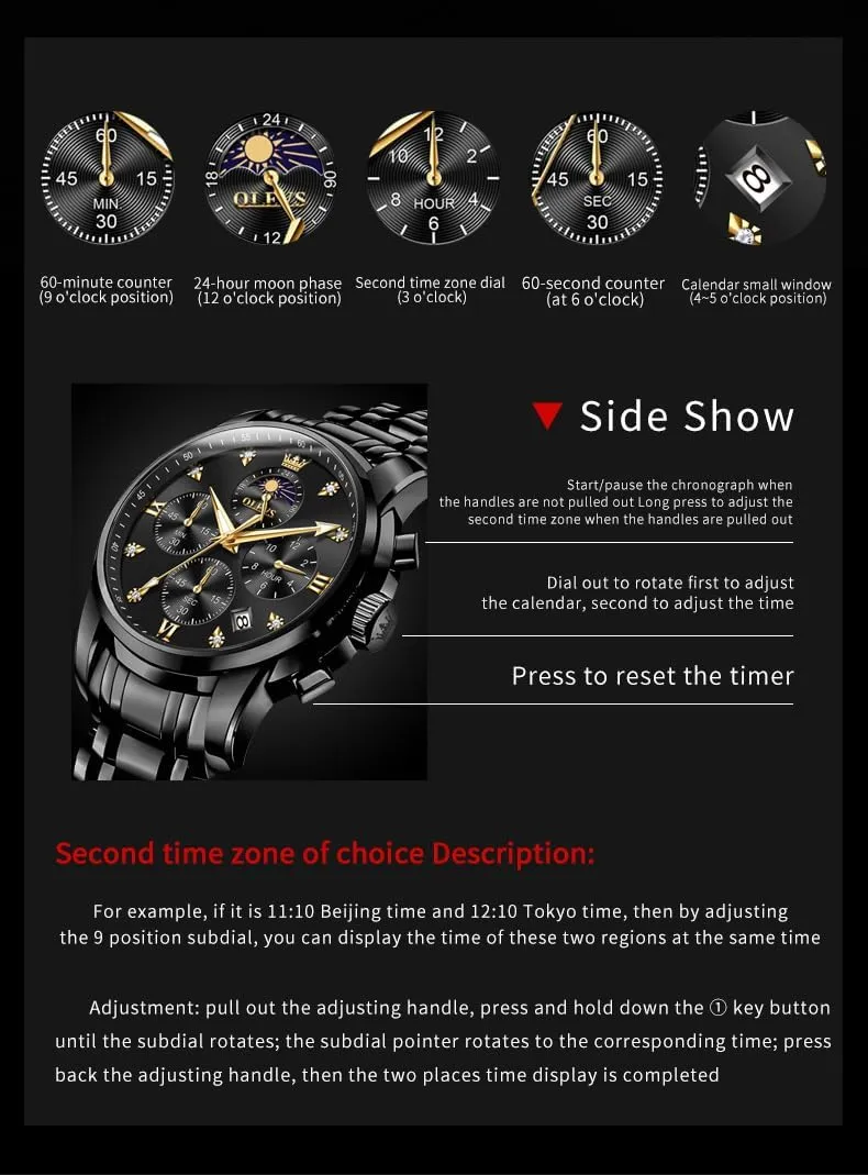Watches Multi-Function Easy to Read Diamond Roman Numerals Business Wristwatch enroll maximum countryside microorganism Reloj para Hombre OLEVS Watches for Men Dress Watch Chronograph Luxury Stainless Steel Big Face Men 
