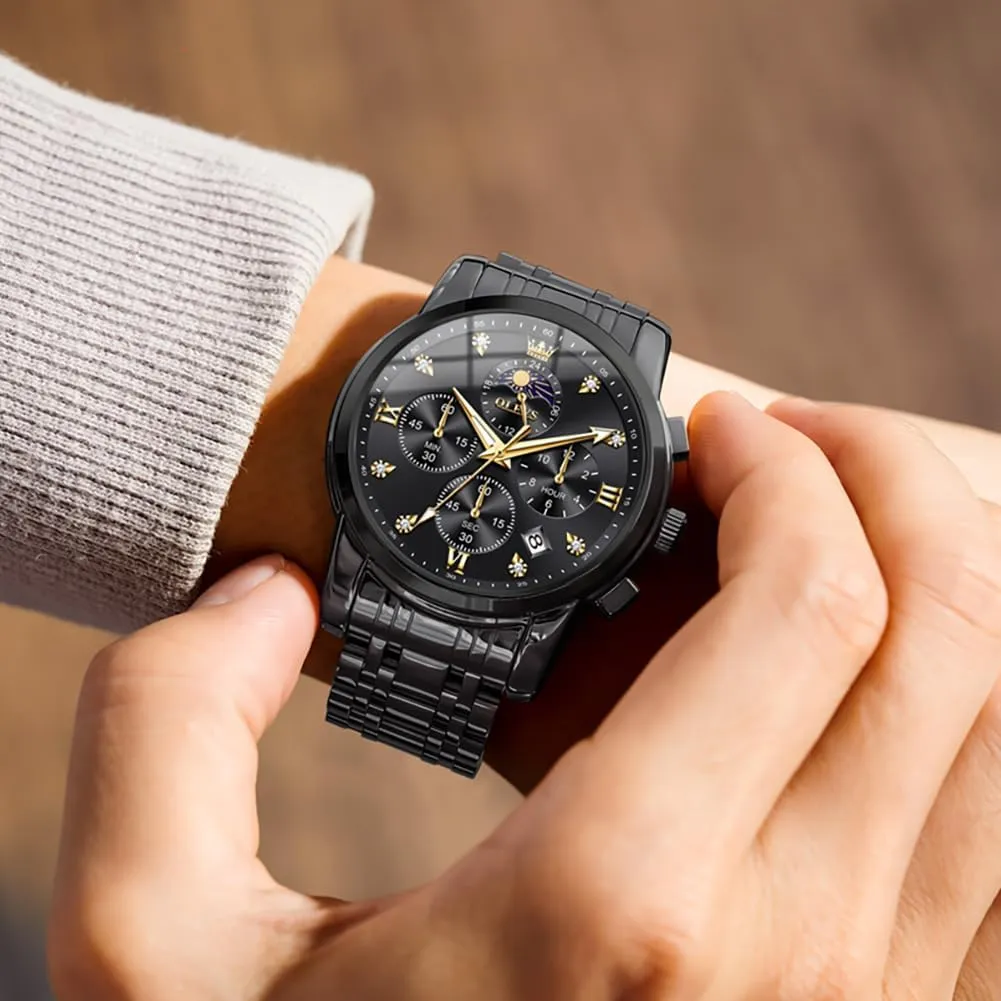 Watches Multi-Function Easy to Read Diamond Roman Numerals Business Wristwatch enroll maximum countryside microorganism Reloj para Hombre OLEVS Watches for Men Dress Watch Chronograph Luxury Stainless Steel Big Face Men 