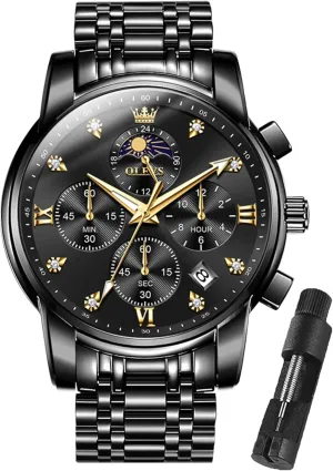 Watches Multi-Function Easy to Read Diamond Roman Numerals Business Wristwatch enroll maximum countryside microorganism Reloj para Hombre OLEVS Watches for Men Dress Watch Chronograph Luxury Stainless Steel Big Face Men 