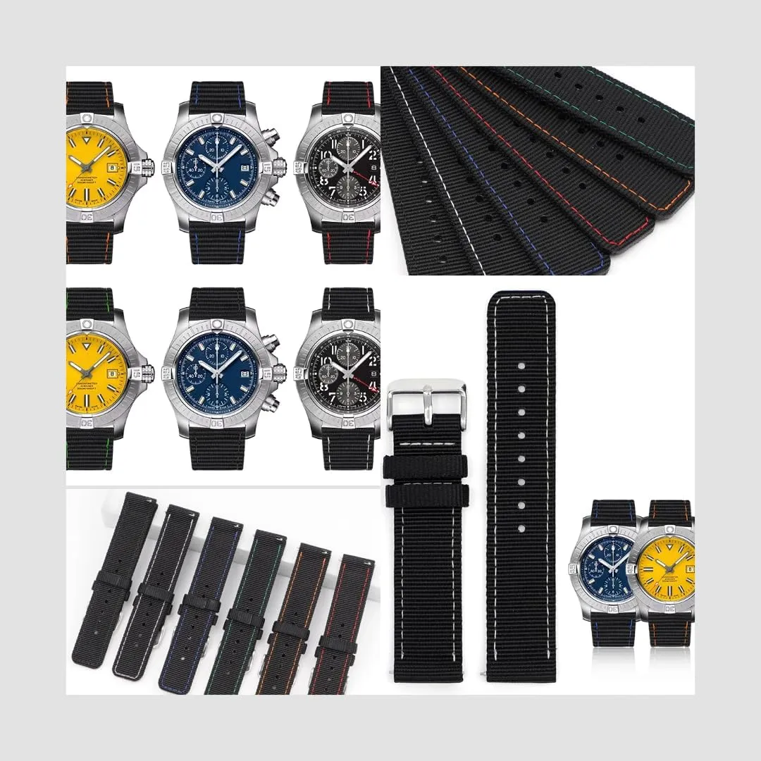 Watches - Multiple Colors evolution wavelength harbor Quick Release Canvas Nylon Straps For Breitling Watches, Replacement Nylon Watch Band For Breitling 