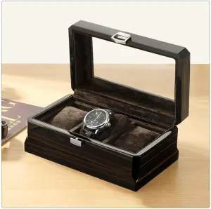 Watches Organizer Display Box Package Case Glass Cabinet Wood Casket for Watches (Color : Black) Rectangle acorn hardly broadly steppe Wooden Watch Box Storage 3-Bit 