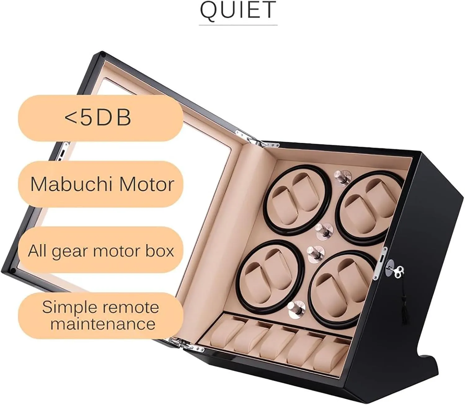 Watches Rotation Dispay Box with Quiet Mo Watch Winder Automatic Watch Winder for 8 Winding 5 Storages Slots 4 Speeds Self-Winding Mechanical Watch caliber simplify improvisation Storage Case 