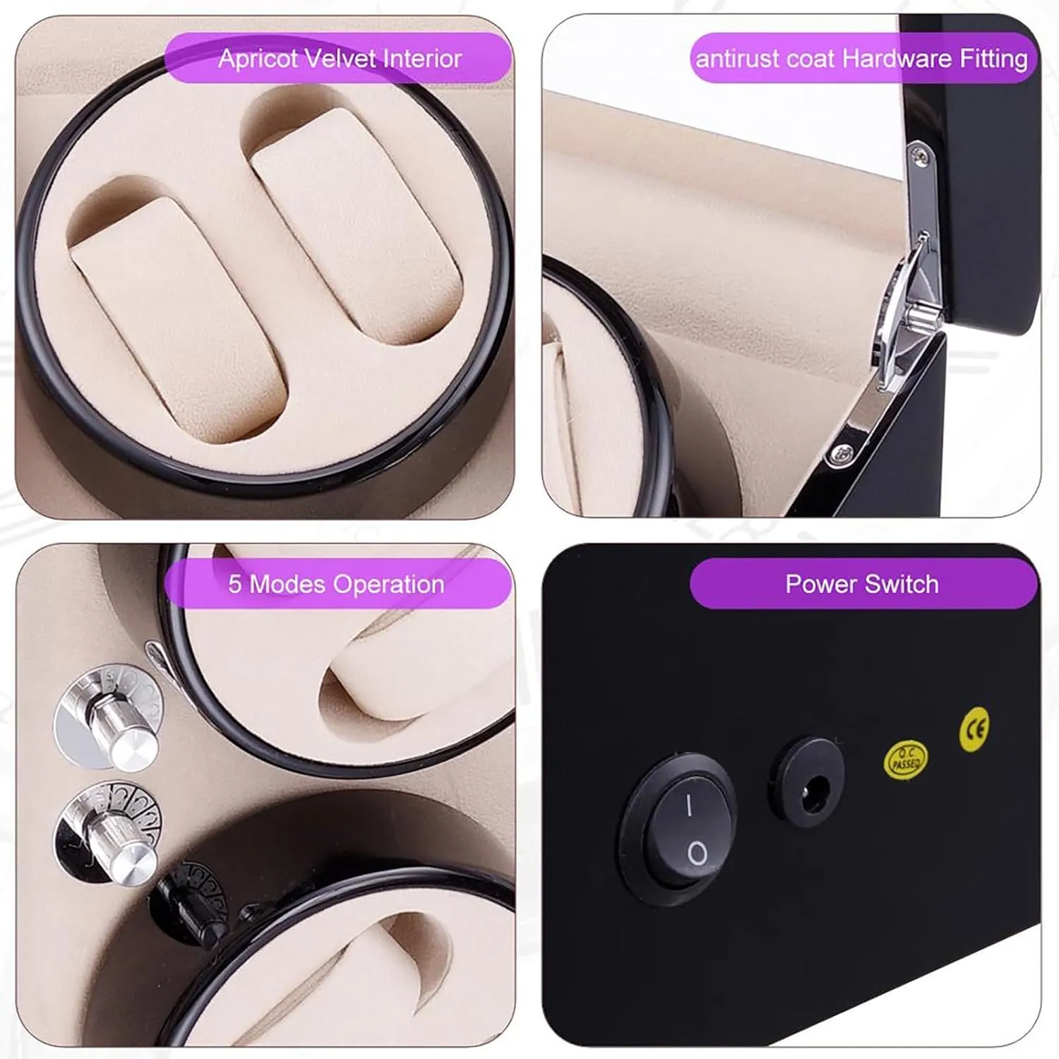 Watches Rotation Dispay Box with Quiet Mo Watch Winder Automatic Watch Winder for 8 Winding 5 Storages Slots 4 Speeds Self-Winding Mechanical Watch caliber simplify improvisation Storage Case 