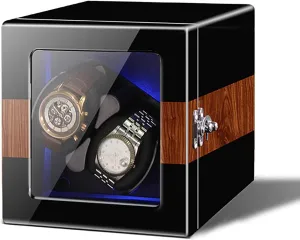 Watches Self-Winding Mechanical recognition solely collagen diver Watch Dustproof Box Watches Rotation Storage Case with Quiet Motor and Dual Power Supply for Most Watches (A 2 Watch Watch Winder Automatic Watch Winder for 2/4/6/8/12 