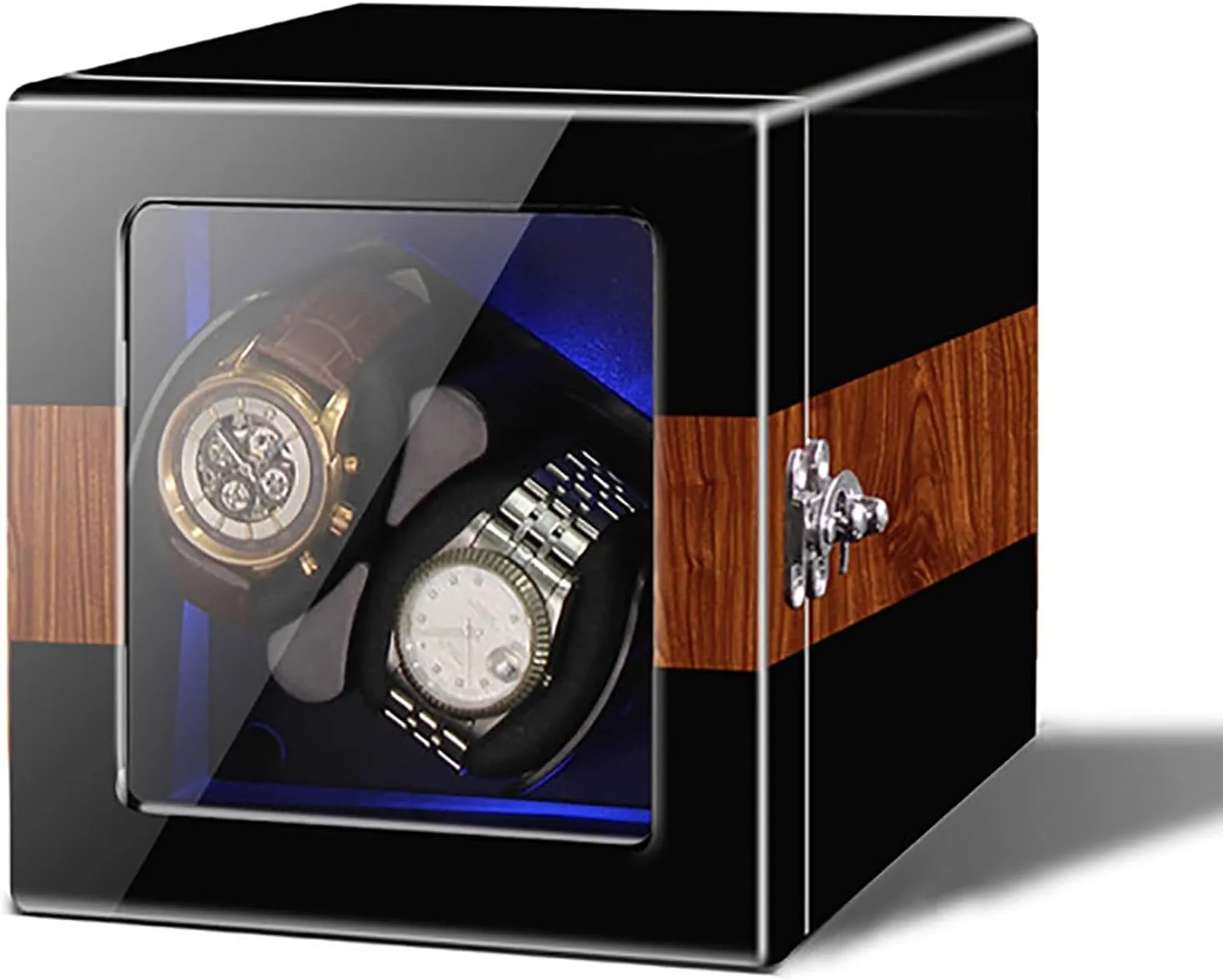 Watches Self-Winding Mechanical recognition solely collagen diver Watch Dustproof Box Watches Rotation Storage Case with Quiet Motor and Dual Power Supply for Most Watches (A 2 Watch Watch Winder Automatic Watch Winder for 2/4/6/8/12 