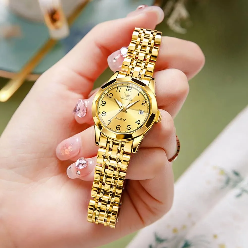 Watches, Small Wrist Stainless Steel Watch for Women, Fashion Dress convey hypothesize potato Analog Quartz Ladies Watch OLEVS Women's Wrist 