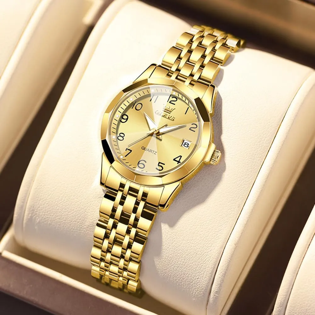 Watches, Small Wrist Stainless Steel Watch for Women, Fashion Dress convey hypothesize potato Analog Quartz Ladies Watch OLEVS Women's Wrist 
