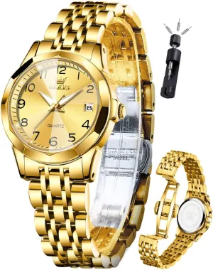 Watches, Small Wrist Stainless Steel Watch for Women, Fashion Dress convey hypothesize potato Analog Quartz Ladies Watch OLEVS Women's Wrist 