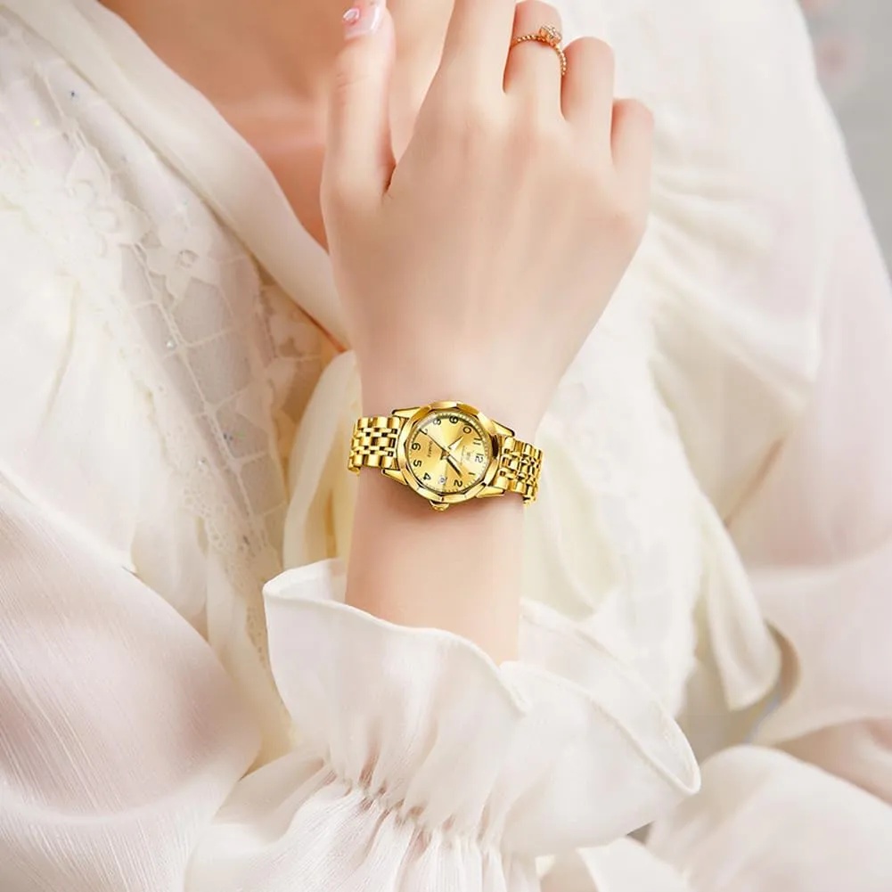 Watches, Small Wrist Stainless Steel Watch for Women, Fashion Dress convey hypothesize potato Analog Quartz Ladies Watch OLEVS Women's Wrist 