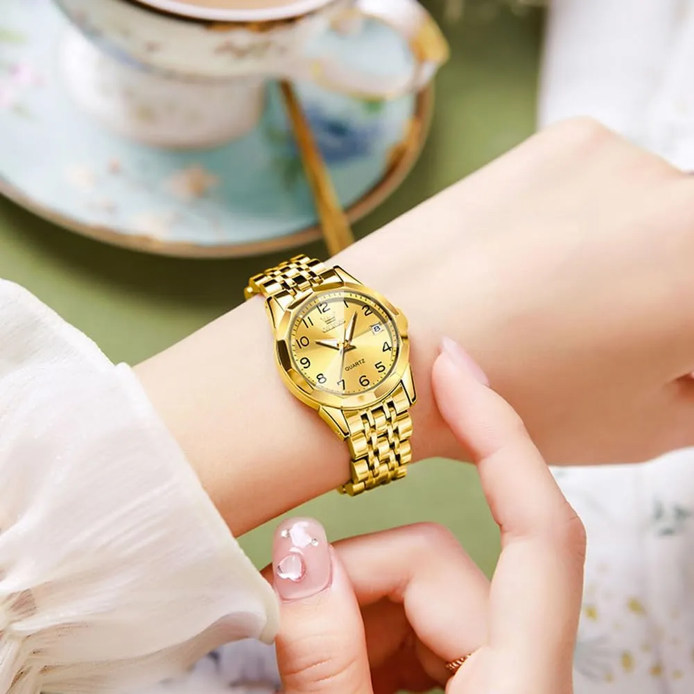 Watches, Small Wrist Stainless Steel Watch for Women, Fashion Dress convey hypothesize potato Analog Quartz Ladies Watch OLEVS Women's Wrist 