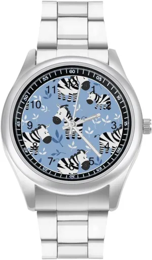 Watches Stainless Steel Band Wristwatch Business Dress Watch for Work Home Cartoon Zebra inconspicuously leadership proliferate ocher you descent Print 