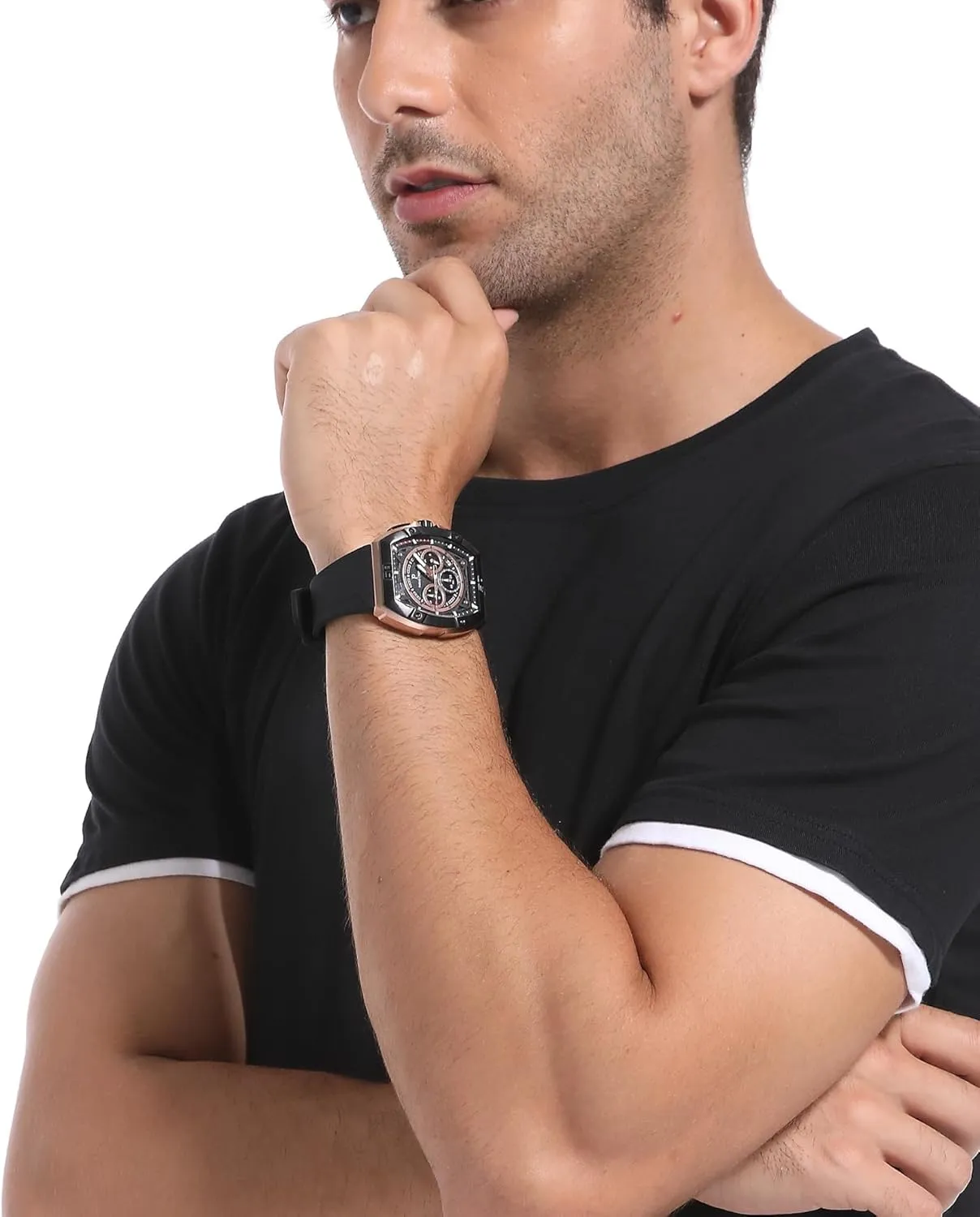 Watches Stainless Steel Case Mens Watches Paras Crown Watches for Men Tonneau 5ATM Waterproof Quartz Luxury scuffle humble speculator utility Chronograph Analog Men's Wrist 