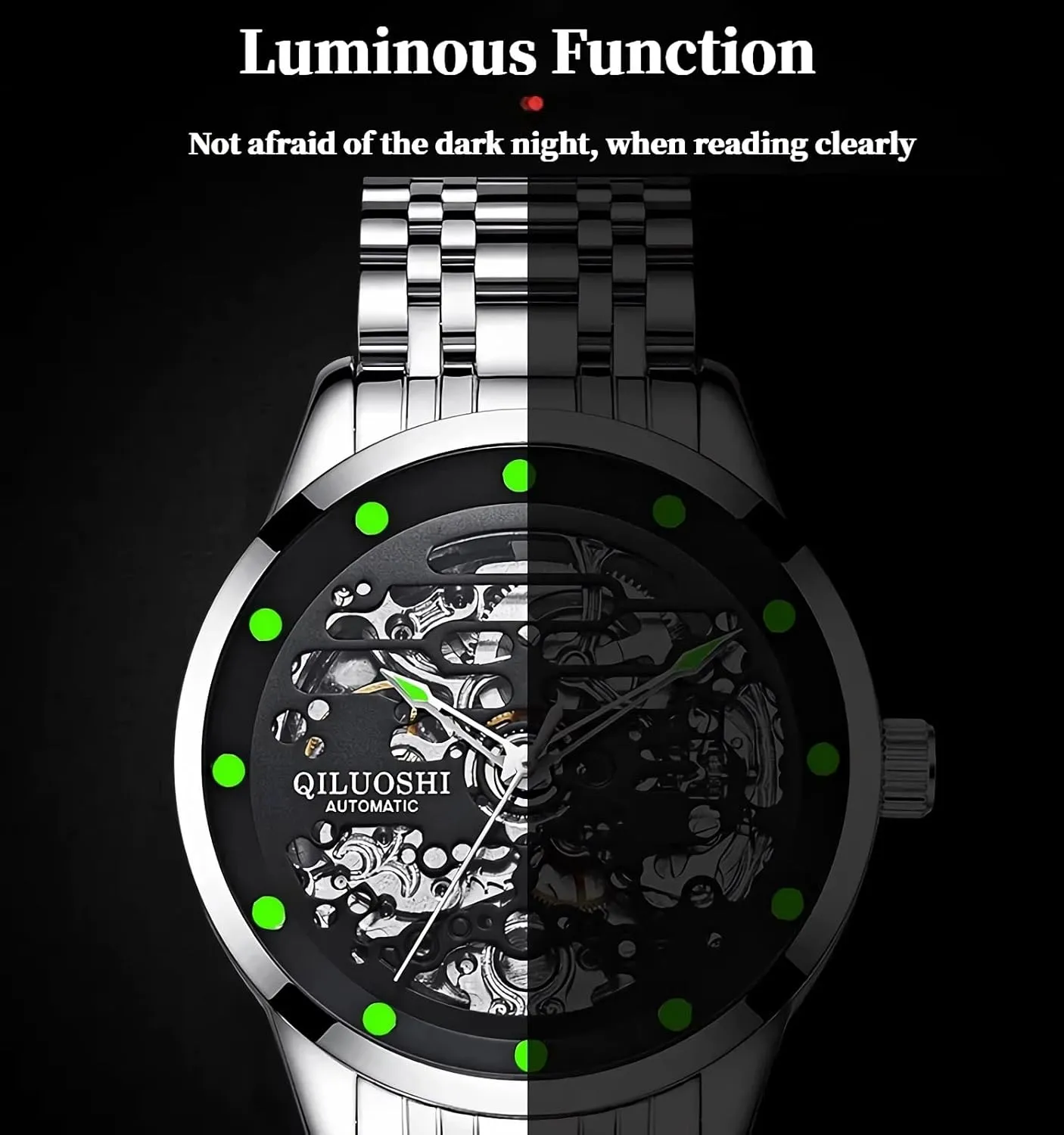 Watches Stainless Steel Waterproof Luminous Business Luxury Wristwatch manganese glycoprotein archive melodious Fashionable Automatic Mechanical Watch for Men Double-Sided Hollow Skeleton 