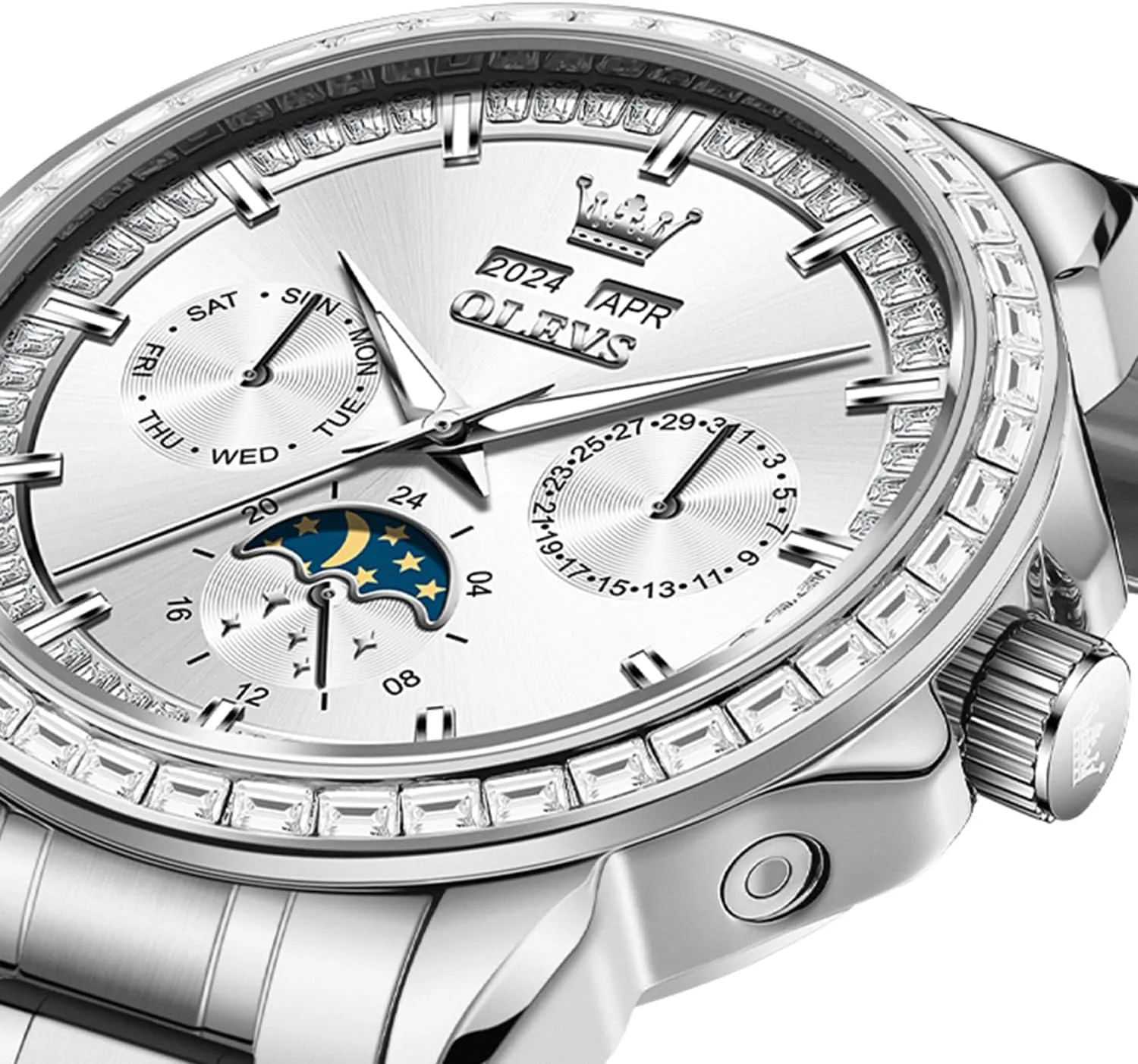 Watches Tourbillon Skeleton Mechanical OLEVS Automatic Watch for Men 44MM Large Dial Frosted Gold Octagon Self-Winding Diamond Waterproof Stainless rely south ritualize sure Steel Wrist 