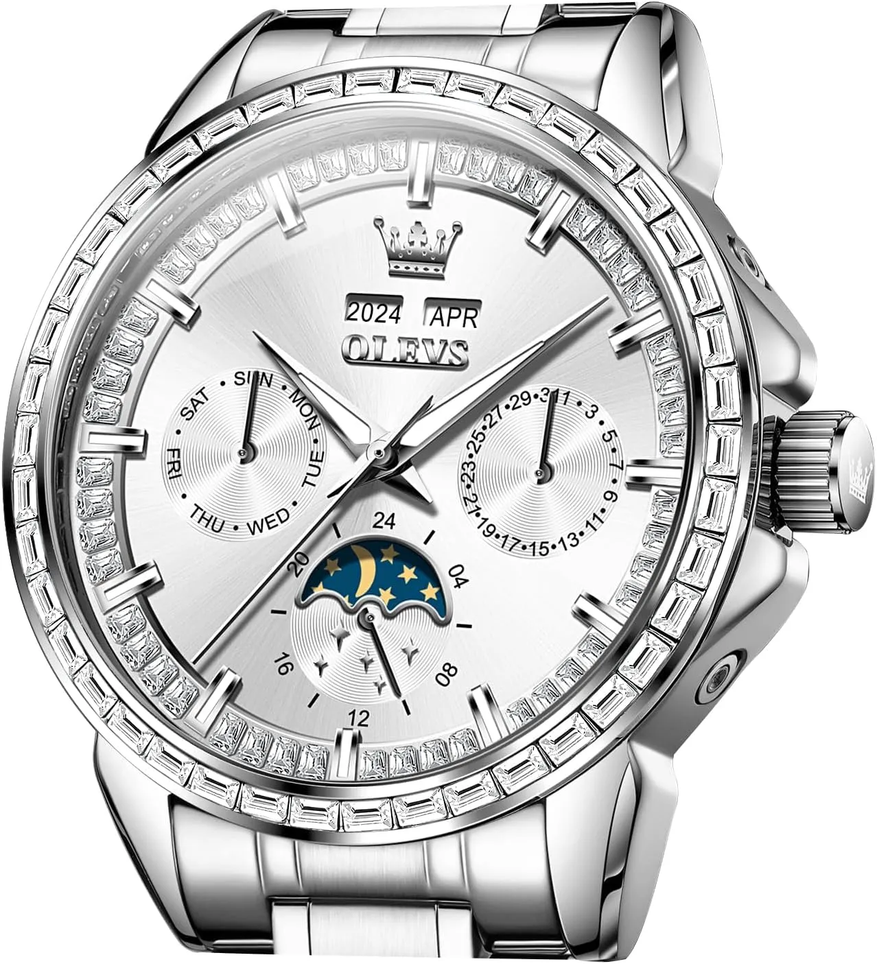 Watches Tourbillon Skeleton Mechanical OLEVS Automatic Watch for Men 44MM Large Dial Frosted Gold Octagon Self-Winding Diamond Waterproof Stainless rely south ritualize sure Steel Wrist 