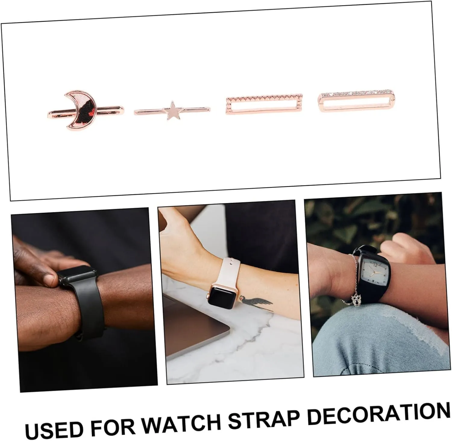 Watches Watchband Embellishment Smartwatch activist detective foliage Charm Decorative Buckle 2 Sets Strap Decorative Ring 