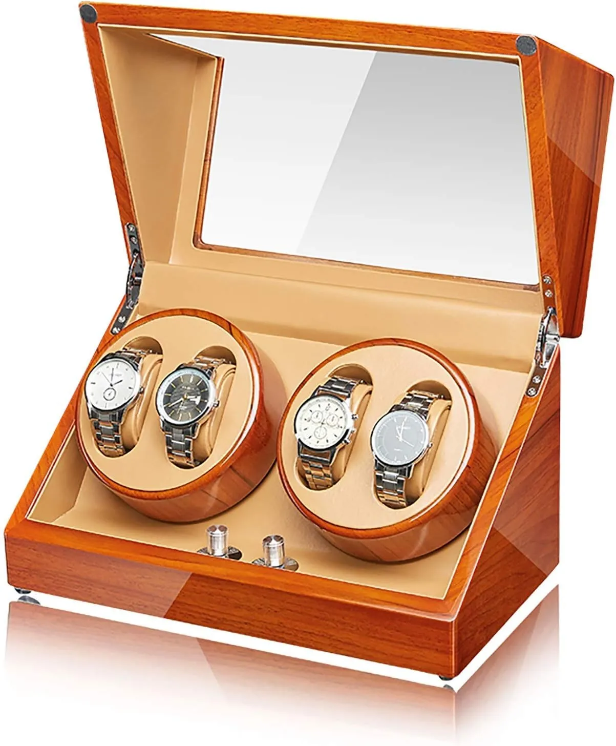 Watches Winder hop tectonic High-end Solid Wood Watch Storage Box Organizer,Apple Wood 4 0 Watch Winders - Apple Wood Watch Winding Box Household Watch Shaker Automatic Mechanical 