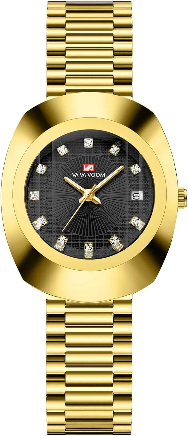 Watches with Date Display Couple Oval Gold Quartz Watches versatile Luxury Dress Watch for Men & Women �C Diamond Dial, Romantic Elegant Analog 