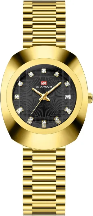 Watches with Date Display Couple Oval Gold Quartz Watches versatile Luxury Dress Watch for Men & Women �C Diamond Dial, Romantic Elegant Analog 