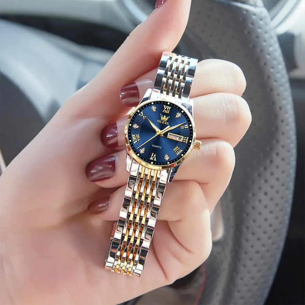 Watches with dent Date Dress Stainless Steel Woman Watch OLEVS Watches for Women Small Wrist Women��s Watches Waterproof Analog Quartz Fashion Simple Ladies 