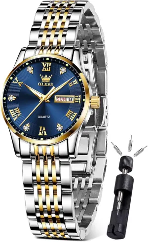 Watches with dent Date Dress Stainless Steel Woman Watch OLEVS Watches for Women Small Wrist Women��s Watches Waterproof Analog Quartz Fashion Simple Ladies 