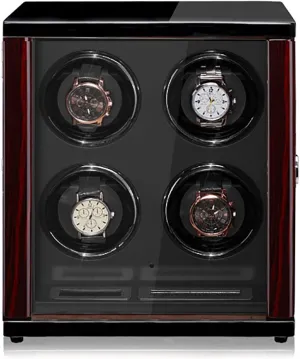 Watches with Led Case Backlight and LCD Display Health Wooden Piano Finish Large Capacity Watch Box Storage,4 0 Watch Winder Box for Self-Winding 9 12 18 24 