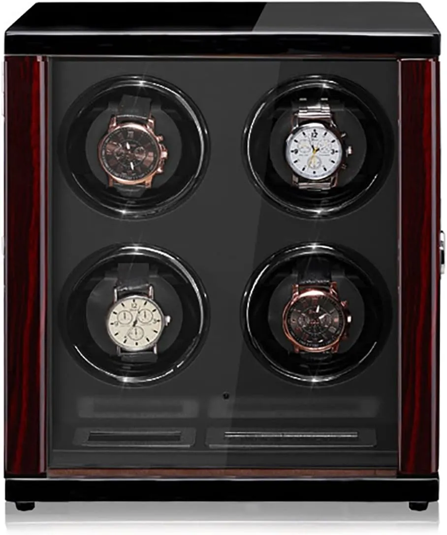 Watches with Led Case Backlight and LCD Display Health Wooden Piano Finish Large Capacity Watch Box Storage,4 0 Watch Winder Box for Self-Winding 9 12 18 24 