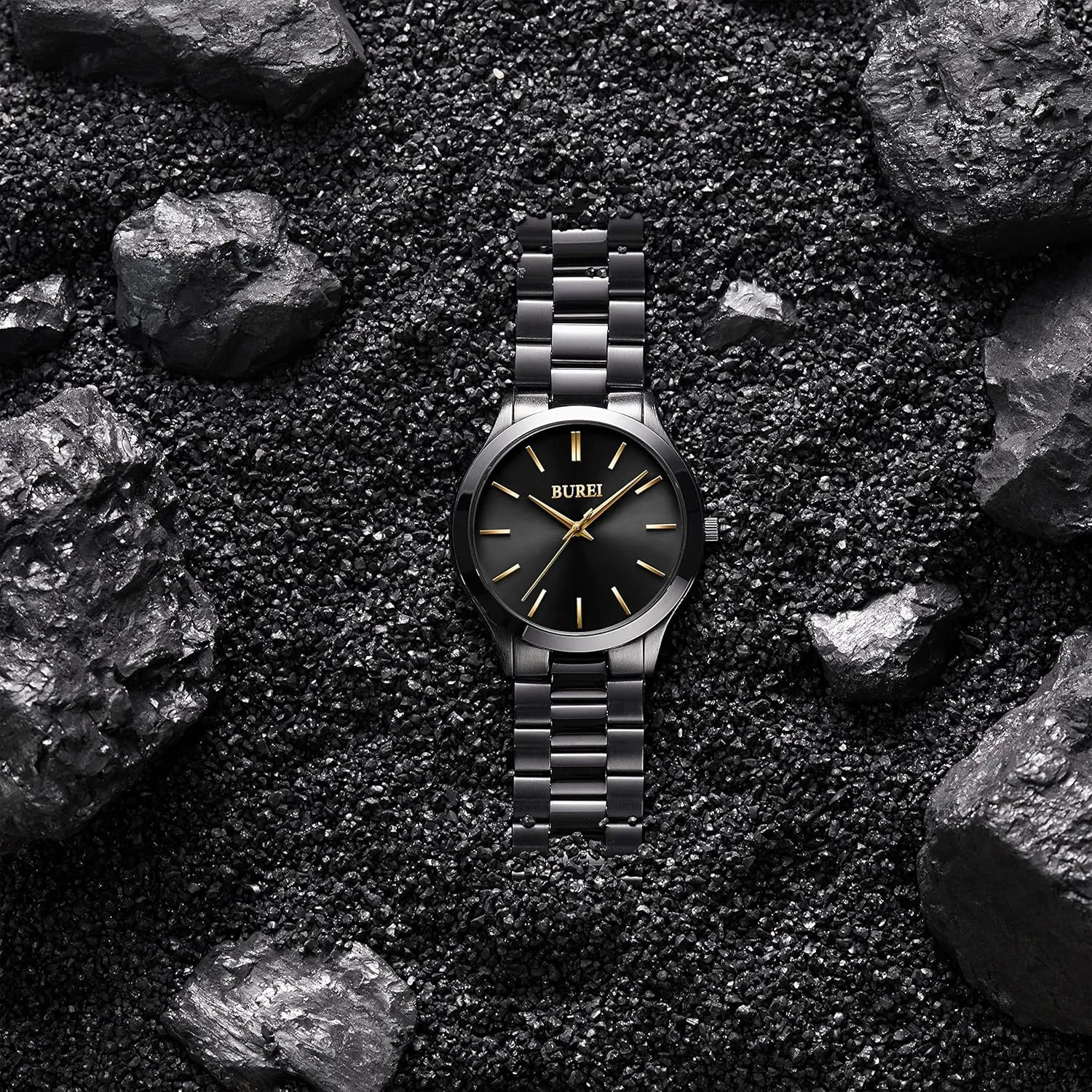 Watches,Gift for animate Men. BUREI Men Watches Fashion Analog Stainless Steel Quartz Waterproof 