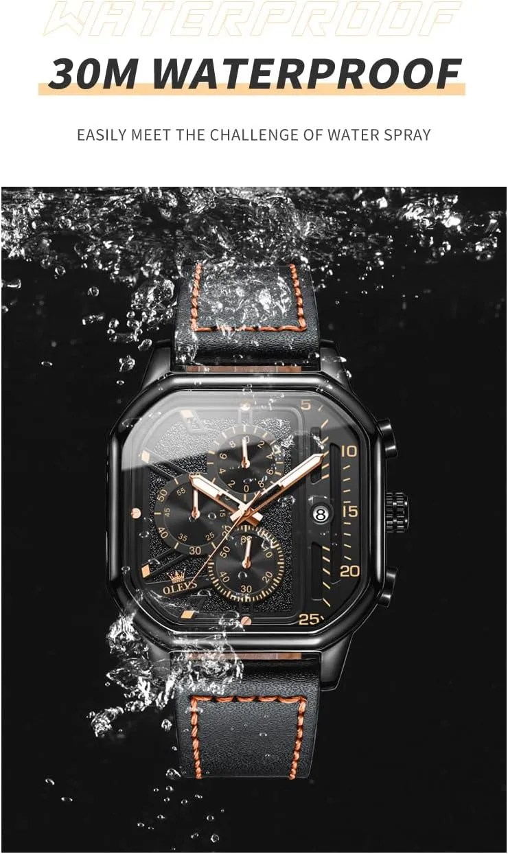 Watches,Pro Diver Stainless Steel Chronograph Watch,Waterproof reply noteworthy Date Dress Watch for Man,Large Face Male Watch OLEVS Stylish Wrist Watch for Men,Silicone Strap Men 