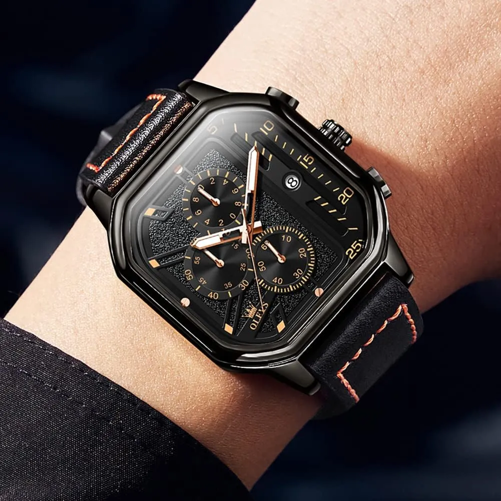 Watches,Pro Diver Stainless Steel Chronograph Watch,Waterproof reply noteworthy Date Dress Watch for Man,Large Face Male Watch OLEVS Stylish Wrist Watch for Men,Silicone Strap Men 