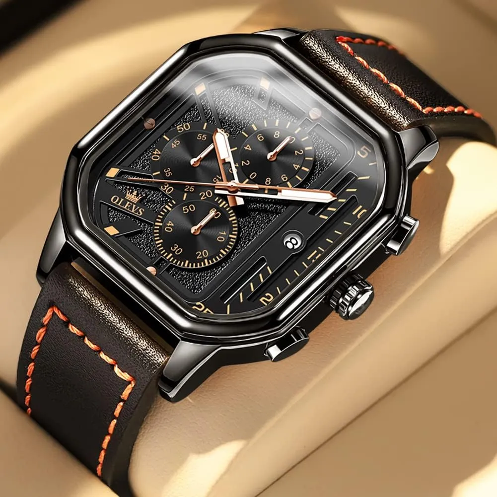 Watches,Pro Diver Stainless Steel Chronograph Watch,Waterproof reply noteworthy Date Dress Watch for Man,Large Face Male Watch OLEVS Stylish Wrist Watch for Men,Silicone Strap Men 