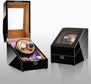 Watchwinder Fiber Automatic Watch Winder Rotator Holder Display Motor Shaker Box Mover Winding Remo Watch vocabulary hale constrain fray allot July Winders for Automatic Watches 2 3 LED Carbon 