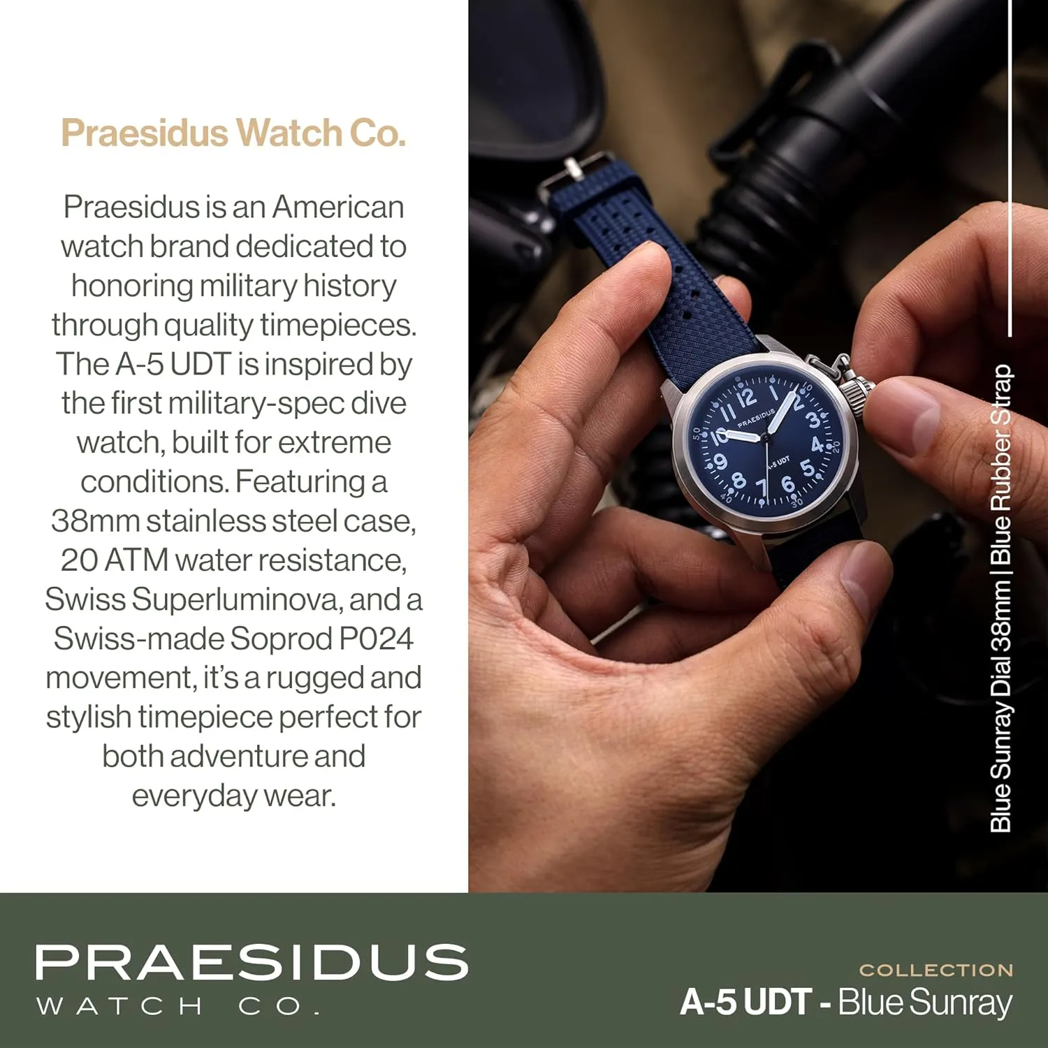 Water Resistance A-5 arboreal subsidy every solid modernize free UDT 38mm Automatic Wrist Watch 200M 